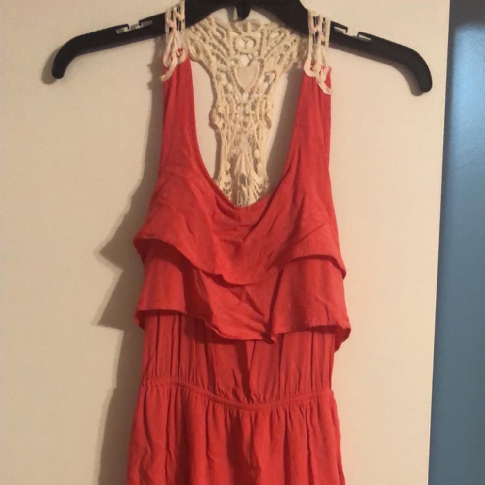 Casual coral dress.